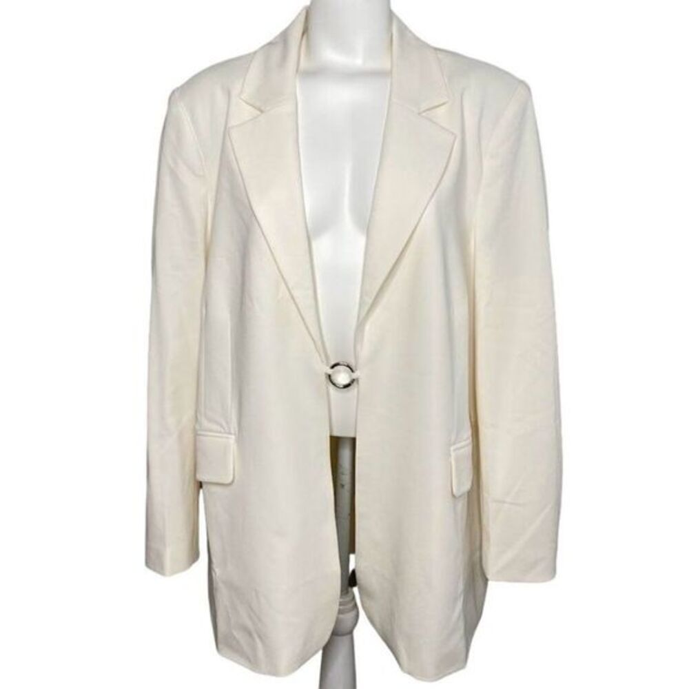Danielle Bernstein Menswear Blazer Women's 3X Plus Ivory Relaxed Stretchy NEW